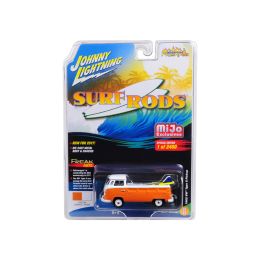 1962 Volkswagen Type II Pickup Custom Orange / White Limited Edition to 2400pc Worldwide \Surf Rods\ 1/64 Diecast Model Car by Johnny Lightning