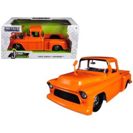 1955 Chevrolet Stepside Pickup Truck Orange 1/24 Diecast Car Model by Jada