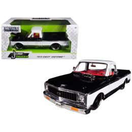 1972 Chevrolet Cheyenne Pickup Truck Black / White 1/24 Diecast Car Model by Jada