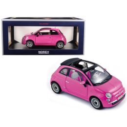 2010 Fiat 500C Cabrio Pink 1/18 Diecast Model Car by Norev