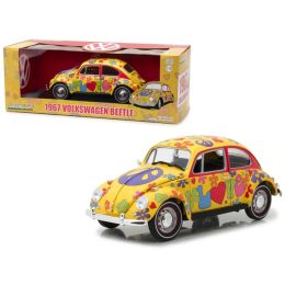 1967 Volkswagen Beetle Right Hand Drive Hippie Peace and Love 1/18 Diecast Model Car by Greenlight