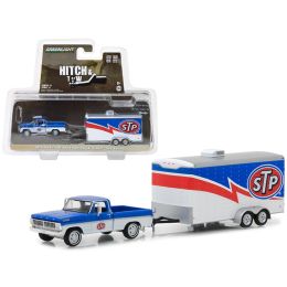 1970 Ford F-100 and Enclosed Car Trailer STP Racing Hitch & Tow Series 12 1/64 Diecast Car Model by Greenlight