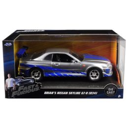 Brian\s Nissan Skyline GT-R R34 Silver \Fast & Furious\ Movie 1/32 Diecast Model Car by Jada