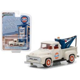 1956 Ford F-100 with Drop-In Tow Hook Gulf Oil \Running on Empty\ Series 4 1/64 Diecast Model Car by Greenlight