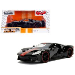 2017 Ford GT Black with Red Stripes 1/24 Diecast Model Car by Jada