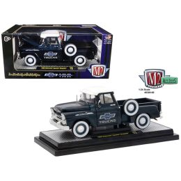 1958 Chevrolet Apache Stepside Steel Blue Metallic with Bright White Top 1/24 Diecast Model Car by M2 Machines