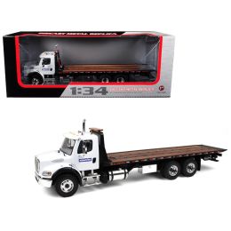 Freightliner M2 Komatsu Flatbed Tow Truck with Jerr-Dan Rollback Carrier 1/34 Diecast Model by First Gear