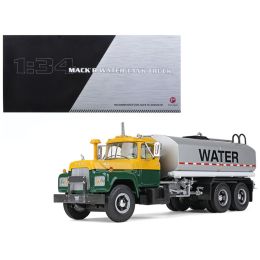 Mack R Water Tank Truck Yellow/Green/Silver 1/34 Diecast Model Car by First Gear