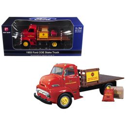 1953 Ford COE Stake Truck with load New Holland Parts & Service 1/34 Diecast Model by First Gear
