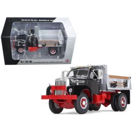 Mack B-61 Single-Axle Dump Truck Black and Silver 1/34 Diecast Model Car by First Gear