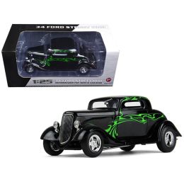 1934 Ford Coupe Street Rod Black with Lime Green 1/25 Diecast Model Car by First Gear