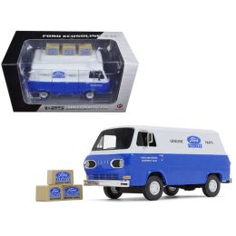 1960\s Ford Econoline Van Blue with Three Boxes Ford Tractor Parts & Service 1/25 Diecast Model Car by First Gear