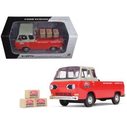 1960\s Ford Econoline Pickup Red with Boxes Ford Tractor Parts & Service 1/25 Diecast Model Car by First Gear