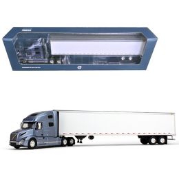 Volvo VNL 760 Sleeper Cab with 53\ Trailer Smoky Mountain Blue Metallic and White 1/50 Diecast Model Car  by First Gear
