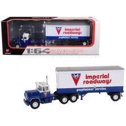 Mack R Model With 28\ Pop Trailer Imperial Roadways 1/64 Diecast Model by First Gear