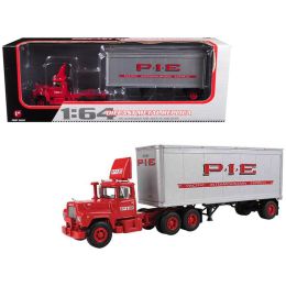 Mack R Model Day Cab P.I.E. With 28\ Pop Trailer 1/64 Diecast Model by First Gear