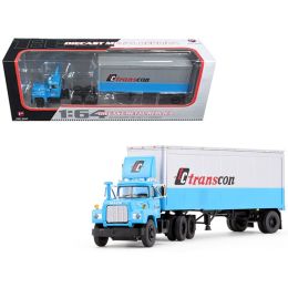 Mack R Model With 28\ Pop Trailer TC Transcon 1/64 Diecast Model Car by First Gear