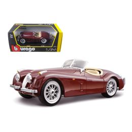 1948 Jaguar XK 120 Roadster Burgundy 1/24 Diecast Model Car by Bburago