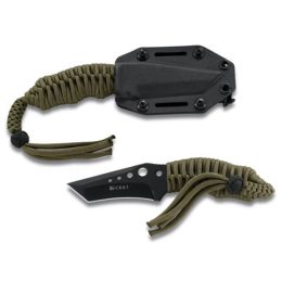 CRKT Triumph NECK Fixed Blade 2.75 Black Plain CordWp Handle