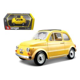 1965 Fiat 500 F Yellow 1/24 Diecast Model Car by Bburago