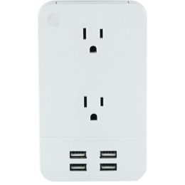 GE(R) 31708 2-Outlet Surge-Protector Wall Tap with 4 USB Ports