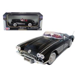 1958 Chevrolet Corvette Convertible Black 1/18 Diecast Model Car by Motormax