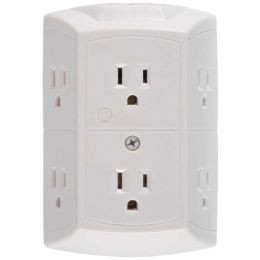 GE(R) 56575 6-Outlet Grounded Wall Tap with Transformer/Resettable Circuit