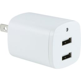 GE(R) 94335 2.1-Amp Dual-Port USB Wall Charger with Folding Prongs (White)