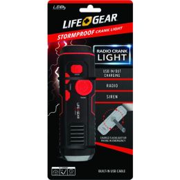 Life+Gear LG38-60675-RED 120-Lumen Stormproof USB Crank Flashlight & Radio