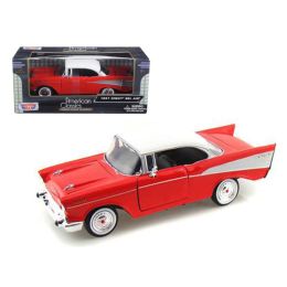 1957 Chevrolet Bel Air Red 1/24 Diecast Model Car by Motormax