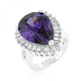 Cubic Zirconia Purple And Clear Cocktail Ring (size: 10) R08346R-C20-10