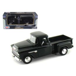1955 Chevrolet 5100 Stepside Pickup Truck Black 1/24 Diecast Car Model by Motormax