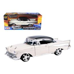 1957 Chevrolet Bel Air Hard Top Cream With Custom Wheels 1/18 Diecast Model Car by Motormax