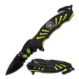 Z-Hunter Spring Assisted Knife 3.5in Bld-Zombie Green Liner