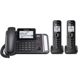 Panasonic(R) KX-TG9582B DECT 6.0 1.9 GHz Link2Cell(R) 2-Line Digital Corded/Cordless Phone (2 Handsets)