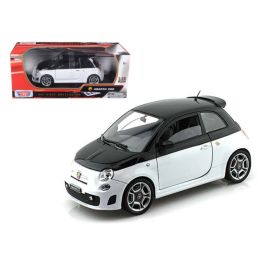 Fiat Abarth 500 White/Black 1/18 Diecast Car Model by Motormax