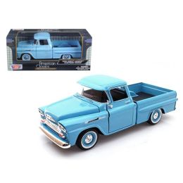 1958 Chevrolet Apache Fleetside Pickup Light Blue 1/24 Diecast Car Model by Motormax