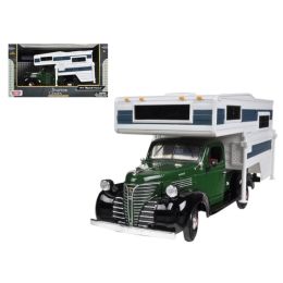 1941 Plymouth Pickup Truck Green With Camper 1/24 Diecast Model by Motormax