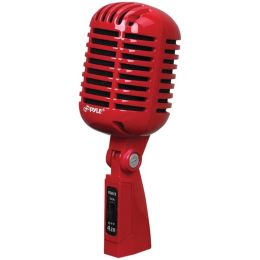 Pyle Pro(R) PDMICR42R Classic Retro-Style Dynamic Vocal Microphone (Red)