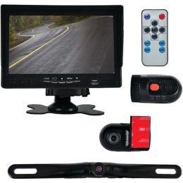 Pyle(R) PLCMDVR72 Monitor System with 2 Interior DVR Dash Cams & License-Plate Camera