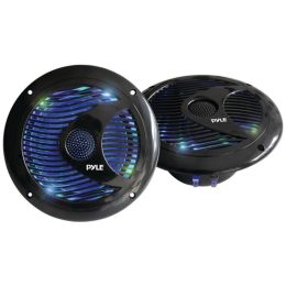 Pyle(R) PLMR6LEB Hydra Series 6.5 150-Watt Dual-Cone Waterproof Marine-Grade Speakers with Programmable Multicolor LEDs (Black)