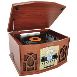 Pyle Home(R) PTCDS7UBTBW Bluetooth(R) Retro Vintage Classic Style Turntable Vinyl Record Players with Vinyl to MP3 Recording (Wood)