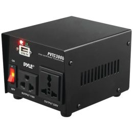 Pyle Pro(R) PVTC300U Step Up & Down Voltage Converter Transformer with USB Charging Port (300 Watt)