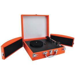 Pyle Pro(R) PVTTBT8OR Bluetooth(R) Classic Vinyl Record Player Turntable with Fold-Out Speakers & Vinyl to MP3 Recording (Orange)