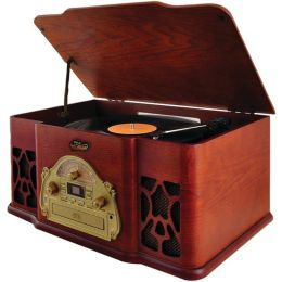 Pyle Home(R) PTCD64UBT Vintage-Style Bluetooth(R) Turntable Speaker System with CD Player & Vinyl-to-MP3 Recording