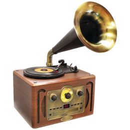 Pyle Home(R) PVNP30BT Retro-Style Bluetooth(R) Turntable Phonograph with Horn, AM/FM Radio & CD Player